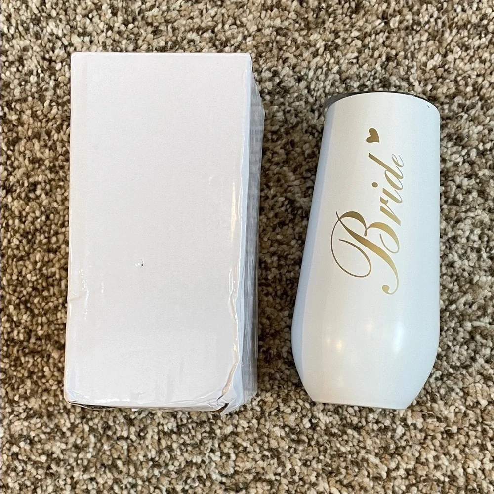 🚨White Bride Tumbler with Gold Lettering